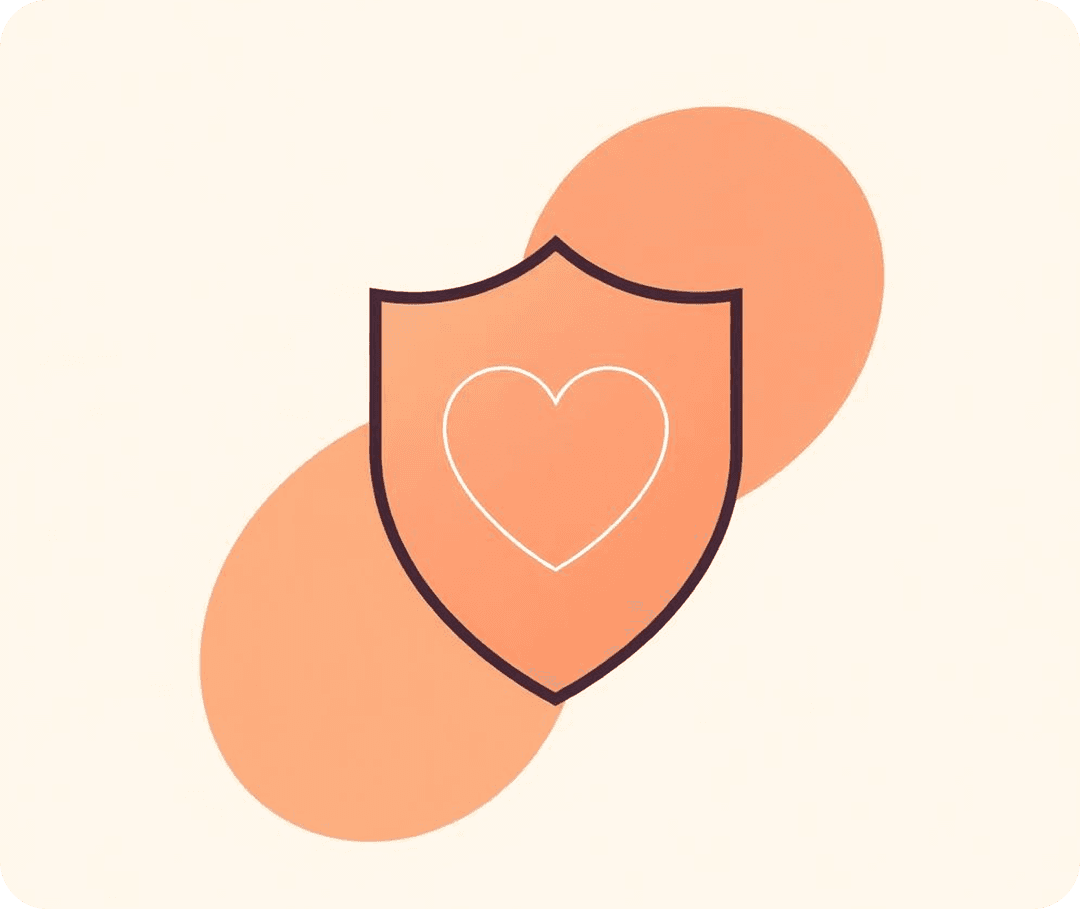 Shield with heart representing safety mission